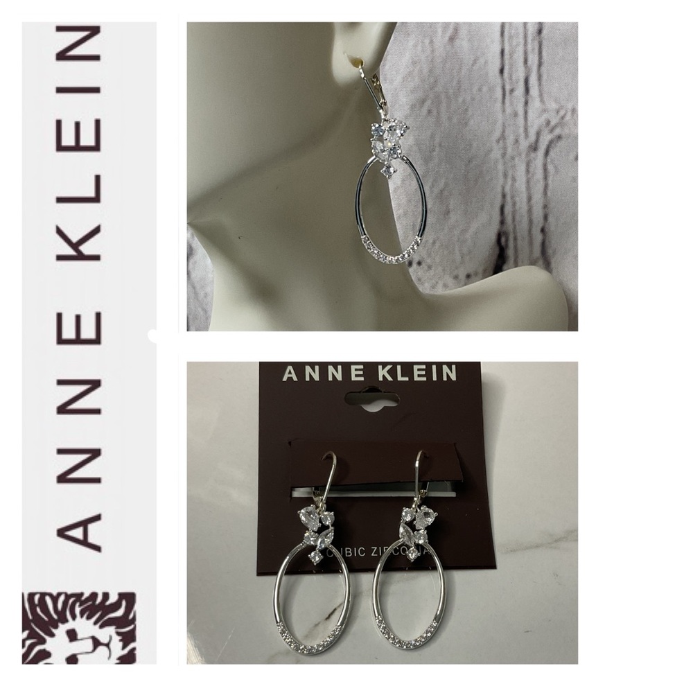 🐘🐘 Anne Klein Silver Earrings with CZ Stones